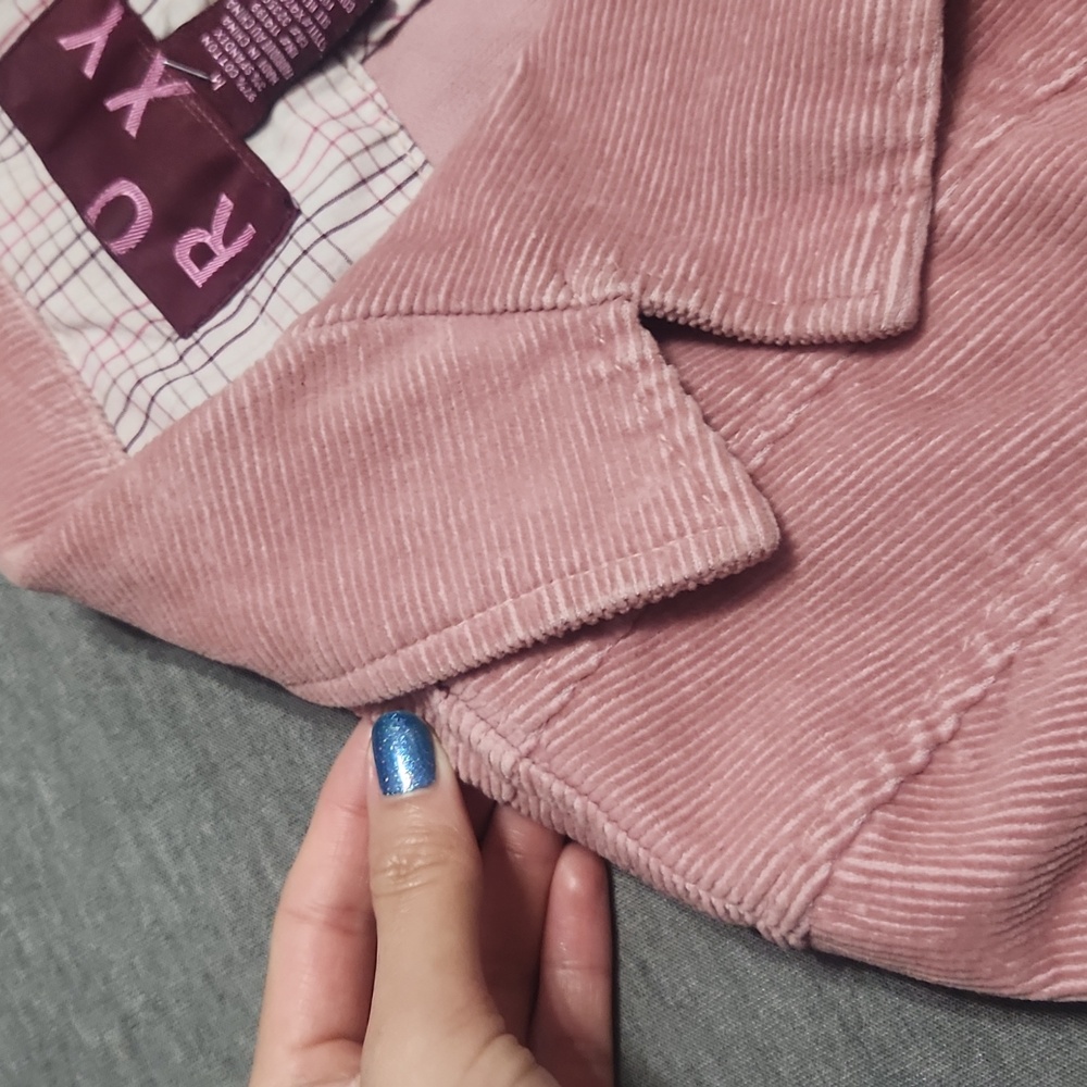 Y2K ROXY Dusty Rose Pink Corduroy Collared Blazer Jacket Coat - Picture 8 of 15
